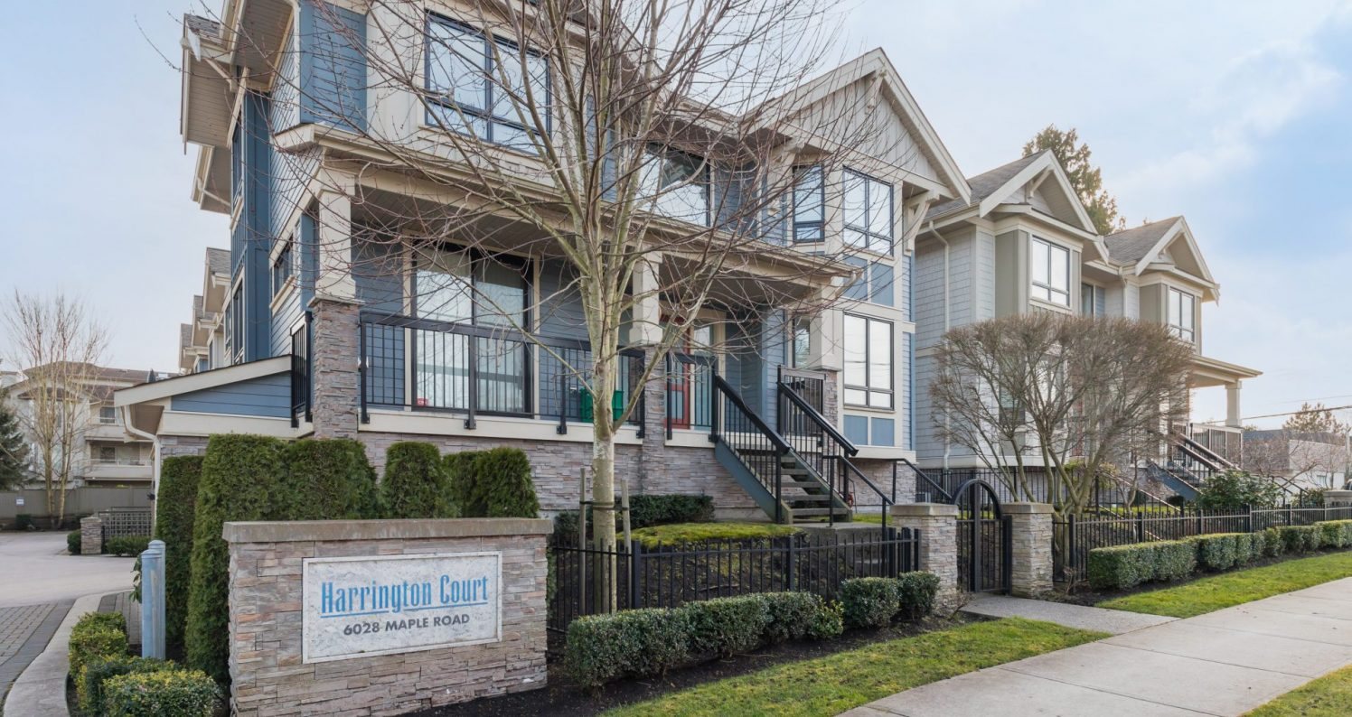 Harrington Court townhomes and entry sign